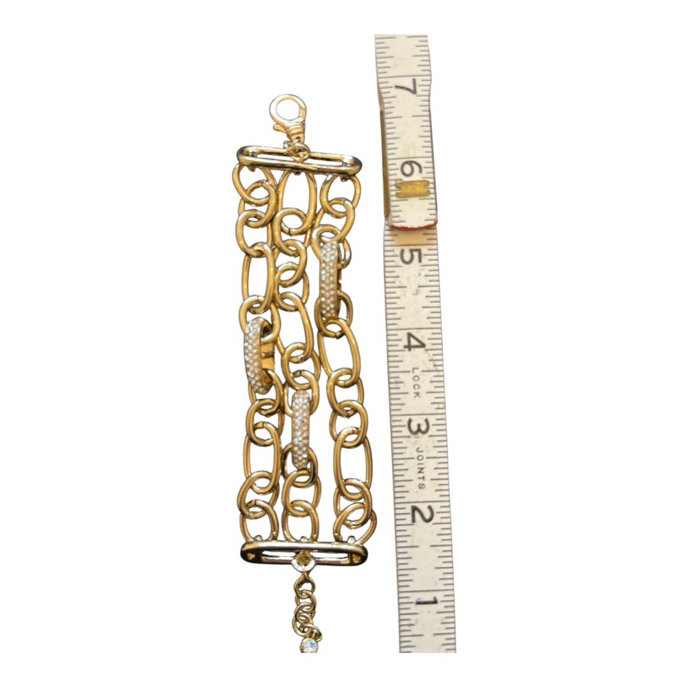 Vintage Gold & Rhinestone Chain Bracelet - Picture 6 of 6